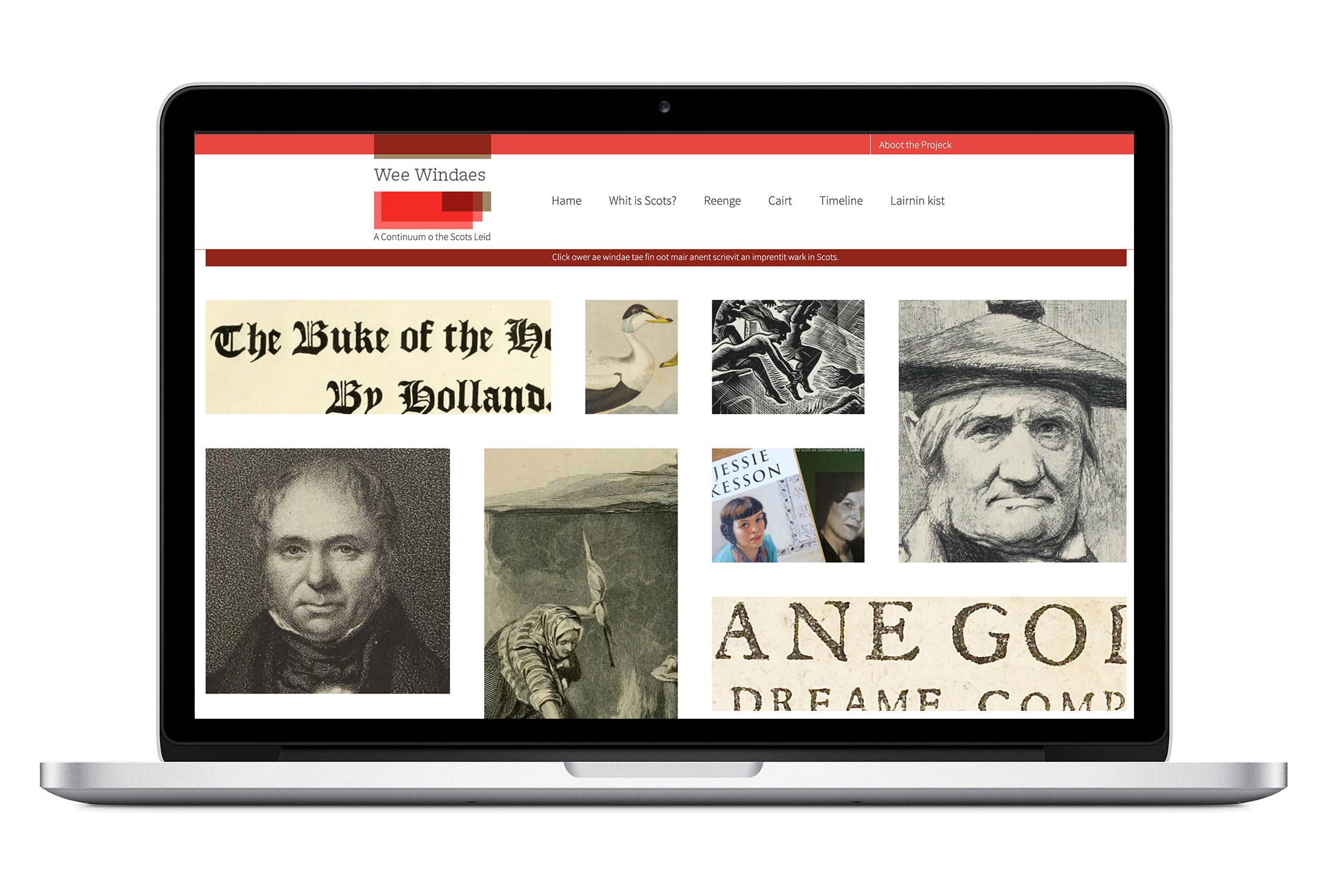 Weewindaes website for the National Library of Scotland