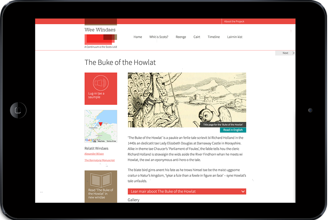 Weewindaes website for the National Library of Scotland